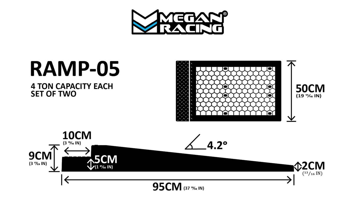 Megan Racing Trailer 1-piece trailer door ramp, max 4 tons ea, set/pair