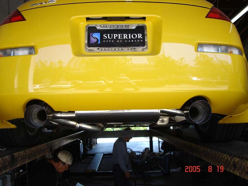 Megan Racing Stainless Steel Cat-back Exhaust System, Nissan 350Z/G35, Dual 4" Burnt Roll Tips