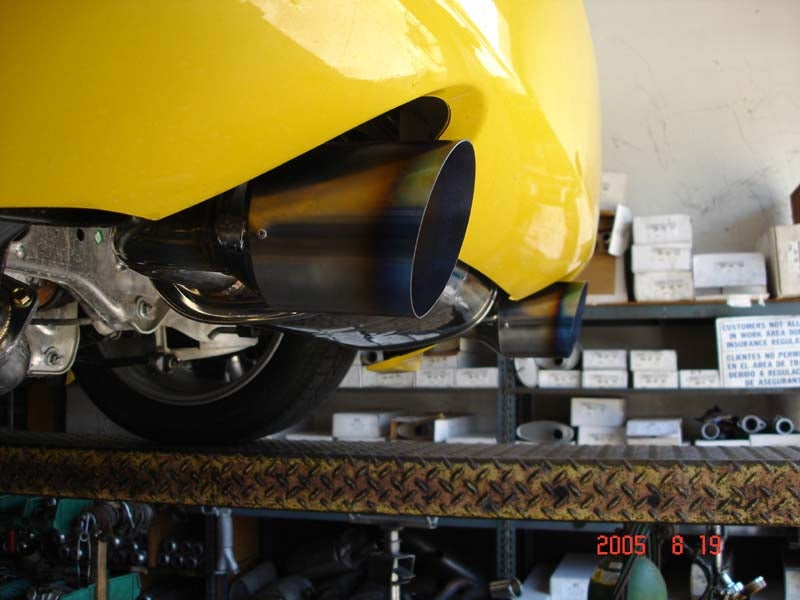 Megan Racing Stainless Steel Cat-back Exhaust System, Nissan 350Z/G35, Dual 4" Burnt Roll Tips