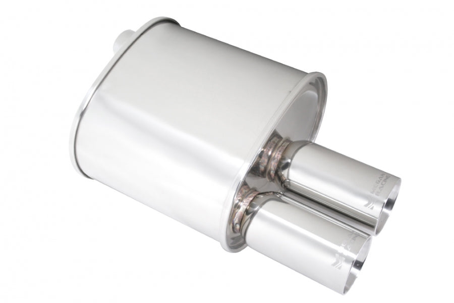 Megan Racing Universal muffler 2.5" Pipe 3" Dual Stainless Roll Tips (offset piping) (MR-MU-FRT-2)
