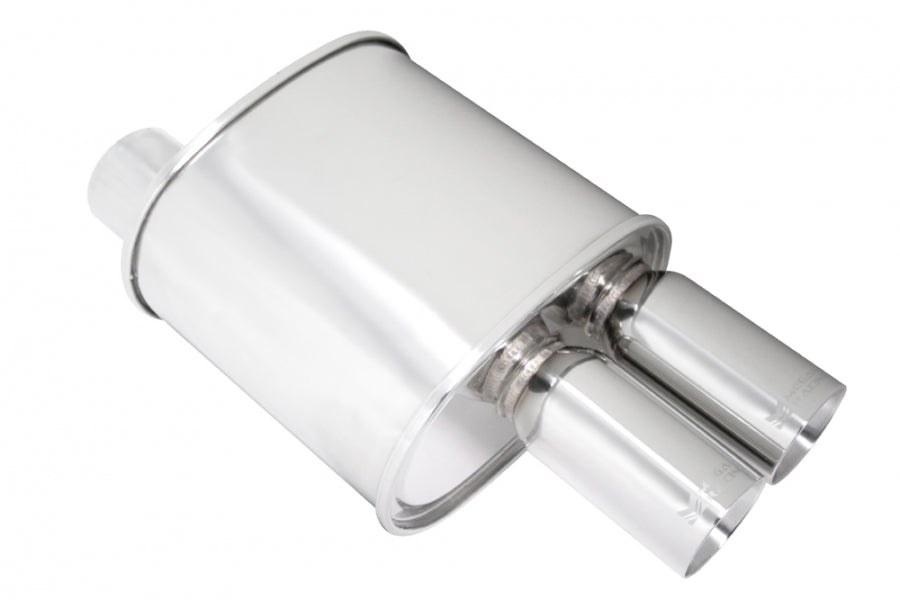 Megan Racing Universal muffler 3" Pipe 3" Dual Stainless Roll Tips (offset piping)