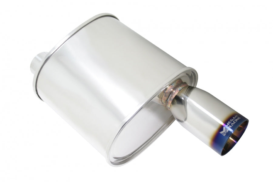 Megan Racing Universal muffler 2.5" Pipe 3.5" Single Burnt Roll Tip (offset piping)