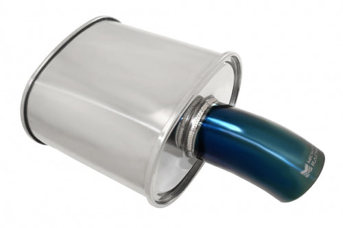 Megan Racing 2.5" Inlet 3.5" SINGLE Curved Blue Stainless Steel Tip