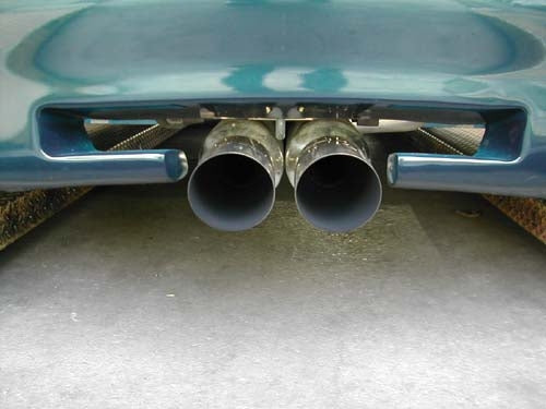 Megan Racing Dual 4" tips, 2.25" inlet, total length 24" and body width 10"