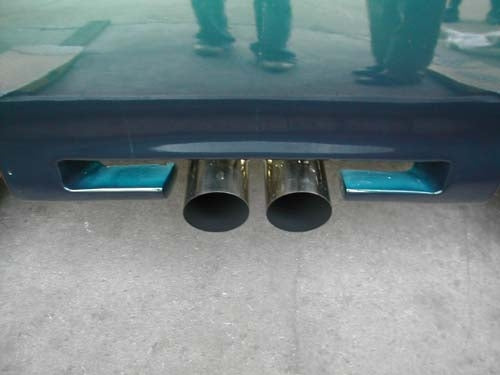 Megan Racing Dual 4" tips, 2.25" inlet, total length 24" and body width 10"