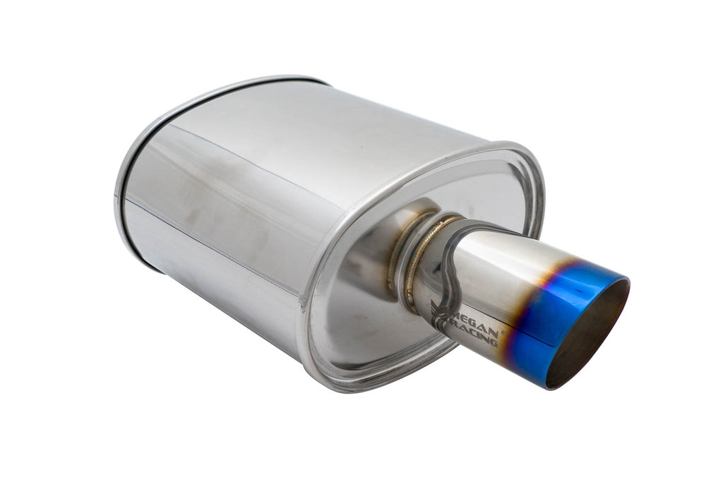 Megan Racing Universal Muffler, rolled blue tip, 3.0" Piping