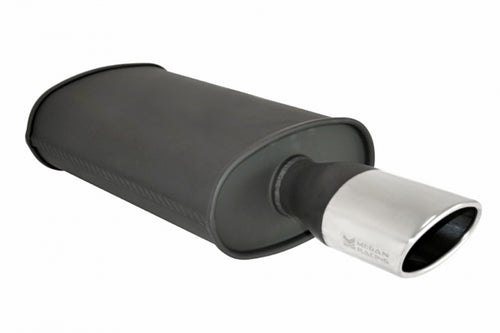 Megan Racing 2.5" Inlet 4.5"x3" SINGLE Oval BURNTStainless Steel Tip, Black Canister