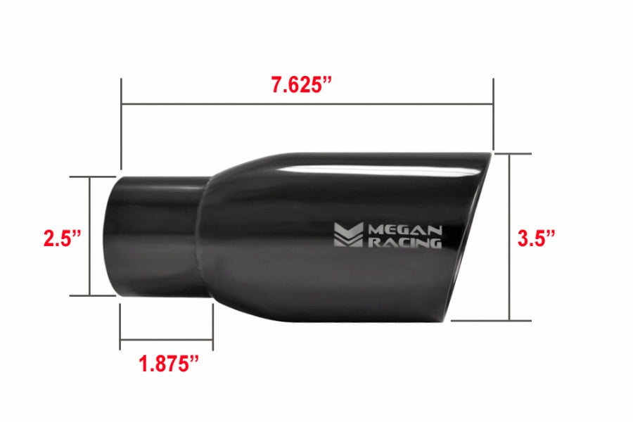 Megan Racing universal 3.5" Black Chrome Tip, 2.5" piping (Tip only)
