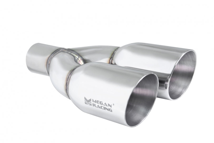 Megan Racing universal Stainless Twin Roll 3.5" Tips (Driver Side), 2.5" piping (Tips only)